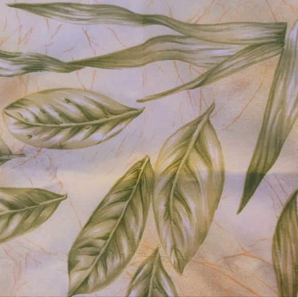 Vintage Italian Small Square Scarf, Yellow With Green Leaves Print - Picture 2 of 3